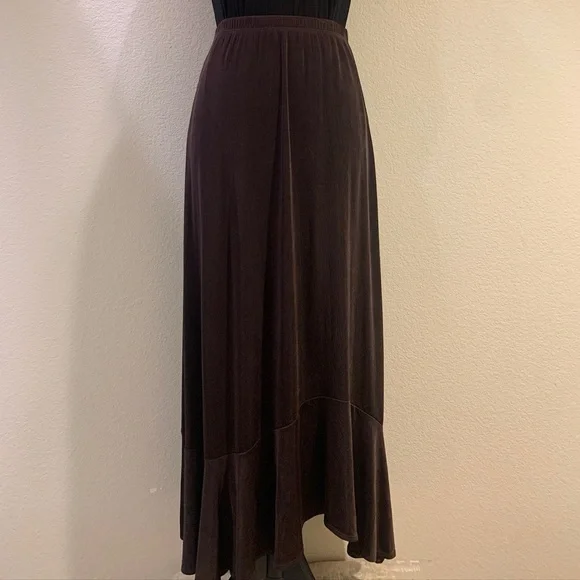 Chico's Dark Brown Maxi Skirt Size 1 S/M - Picture 2 of 7